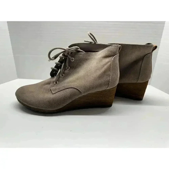 Dr. Scholl's Women's Dakota‎ Booties Brown Microfiber Suede Tie Wedge Size 8.5 W - Picture 4 of 8
